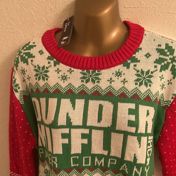 The Office DUNNER MIFFLIN Ugly Christmas Sweater Womens Size Medium NWT - Picture 3 of 5